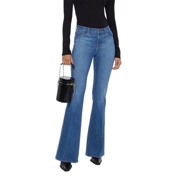 J Brand - Valentina High-Rise Flare Jeans Size 25 Endeavor Wash Long Inseam - Picture 2 of 11